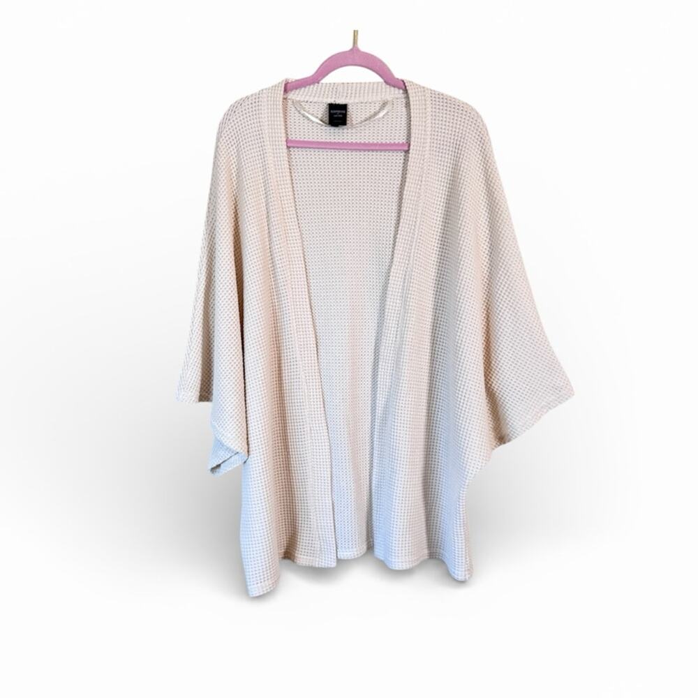 Express Cream Waffle Knit Cardigan Sweater Womens OS Casual Cozy Cabincore Fall